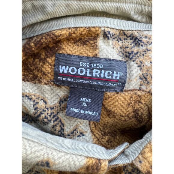 Vintage Woolrich men's chamois brown and mustard animal print button up size XL - Picture 6 of 7